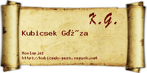 Kubicsek Géza névjegykártya