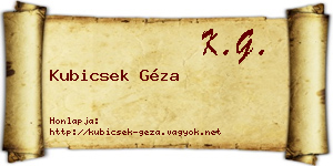Kubicsek Géza névjegykártya