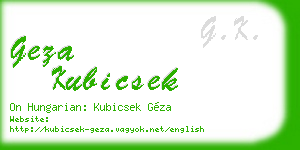 geza kubicsek business card