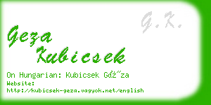 geza kubicsek business card